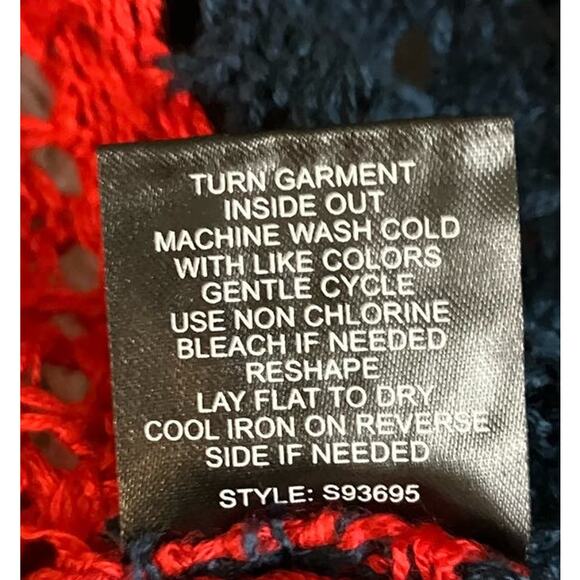 33 Degrees Women's Red/White/Blue Crochet 2 Button Front Cardigan Nautical SZ XL - Picture 9 of 9